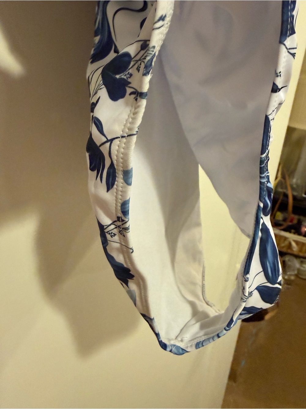 Blue & White Floral Matching Swim Set – M - 1-Piece Swimsuit + Maxi Cover-Up - Picture 7 of 12